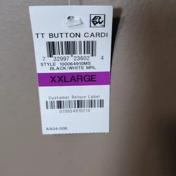 Karen Scott Black/White Full Big Button Cardigan Size XXL NWT - Picture 7 of 7